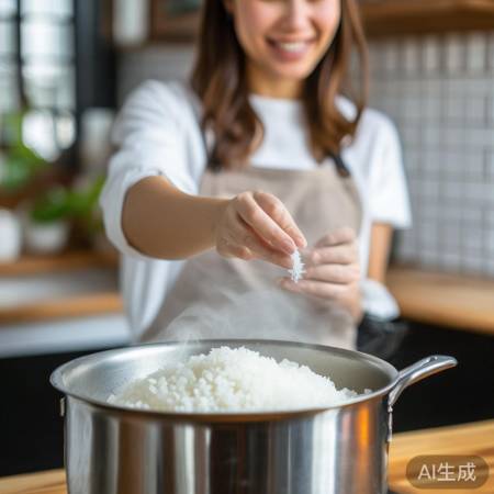 “煮饭加盐,美味升级”