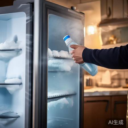 冰箱结冰，热水袋/吹风化解