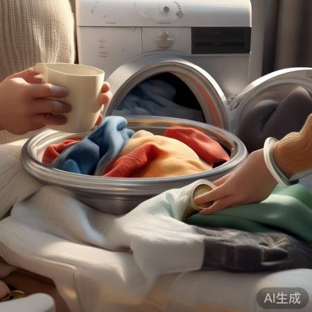 画洗衣机拨动衣物夹硬币