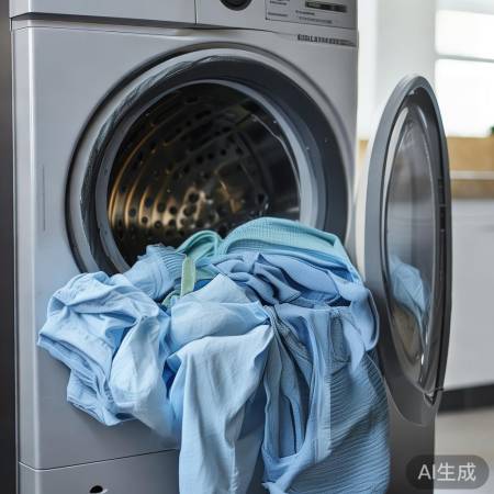 洗衣机洗涤完毕,晾晒前先拧干。